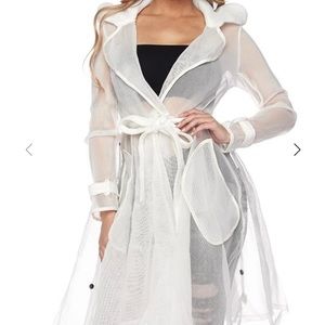 Belted sheer mesh midi trench coat